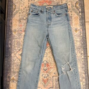Levi's Wedgie Straight Leg Jeans with Distressed Knee